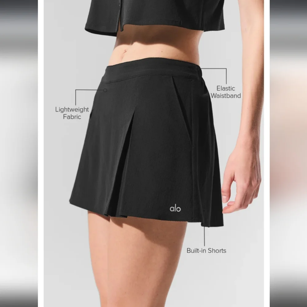 ALO Yoga Dreamscape Black Tennis Skirt